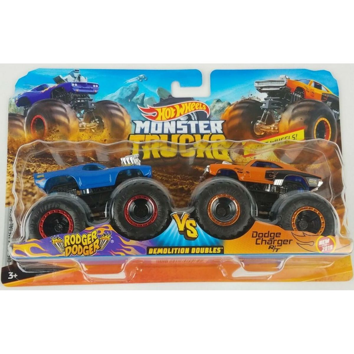 Mattel Hot Wheels Monster trucks demoliční duo Rodger Dodger vs. Dodge Charger