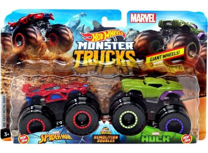 Mattel Hot Wheels Monster trucks demoliční duo Spiderman VS Hulk
