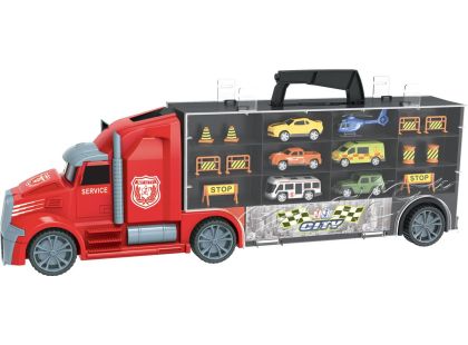 1:16 Tahač s auty a vrtulníkem 55 cm - Poškozený obal