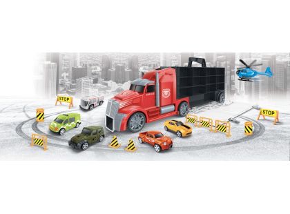 1:16 Tahač s auty a vrtulníkem 55 cm - Poškozený obal