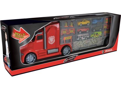 1:16 Tahač s auty a vrtulníkem 55 cm - Poškozený obal