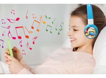 Lexibook 2v1 bluetooth skládací sluchátka Šmoulové s limitem hlasitosti