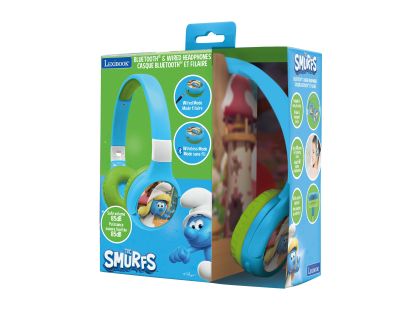 Lexibook 2v1 bluetooth skládací sluchátka Šmoulové s limitem hlasitosti