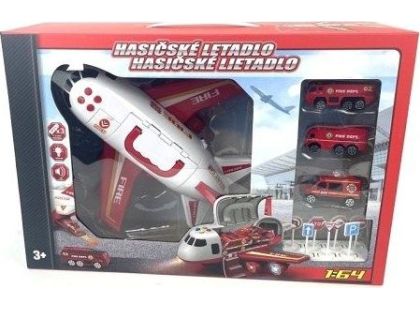 Alltoys Hasičské letadlo s nákladním prostorem  a se 3 autíčky 1 : 64