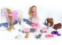 Alltoys Hrací set koník s panenkou a kočičkami - Poškozený obal