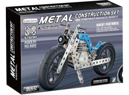 Alltoys Kovová stavebnice motorka modrá 140 dílků