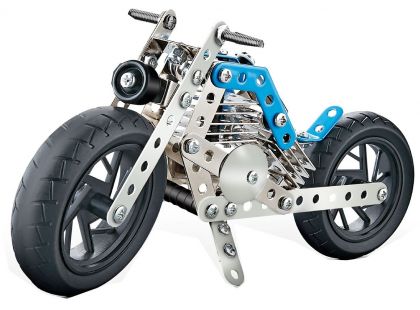 Alltoys Kovová stavebnice motorka modrá 140 dílků