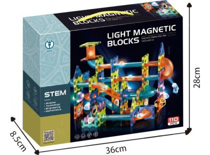 Alltoys Kuličkodráha Bloks magnetická se světlem 110 ks
