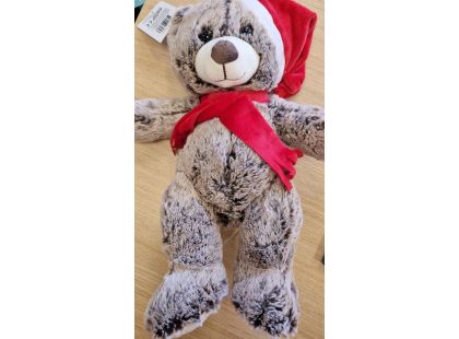 Alltoys Plyšový medvěd šedý s čepicí a šálou  40 cm