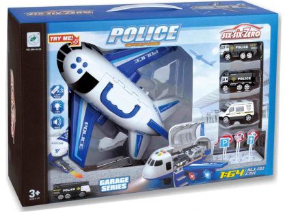 Alltoys Policejní letadlo s nákladním prostorem a 3 autíčka 1 : 64