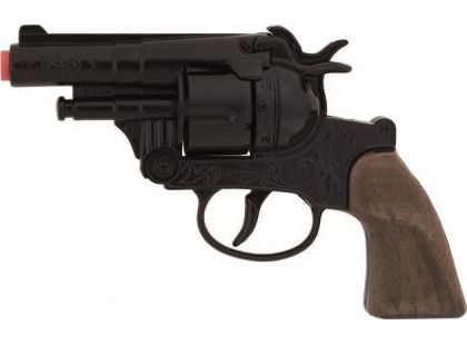 Alltoys Policejní revolver černý kovový 12 ran rytina