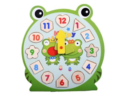 Alltoys Skládačka hodiny dřevěná žabka