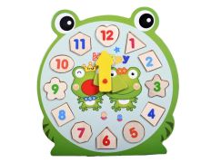 Alltoys Skládačka hodiny dřevěná žabka
