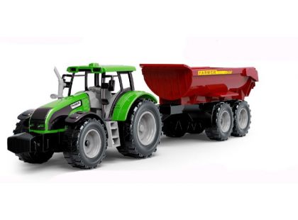 Alltoys Traktor na setrvačník s valníkem zelený