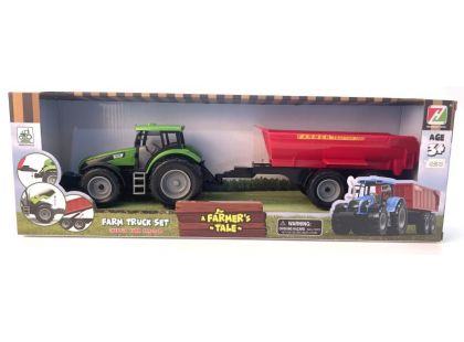 Alltoys Traktor na setrvačník s valníkem zelený