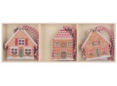 Anděl Přerov Dřevěné domky barevné na zavěšení cca 6 x 6 x 0,5 cm, 6 ks v krabičce