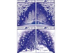 Anděl Přerov Okenní fólie s glitry rohová Zimní krajina 38 x 30 cm