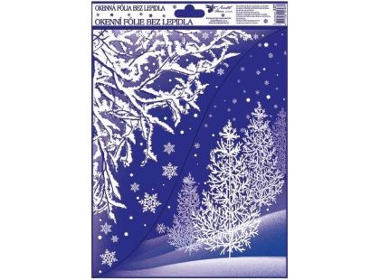 Anděl Přerov Okenní fólie s glitry rohová Zimní krajina 38 x 30 cm