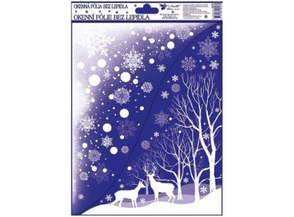 Anděl Přerov Okenní fólie s glitry rohová Zimní krajina 38 x 30 cm