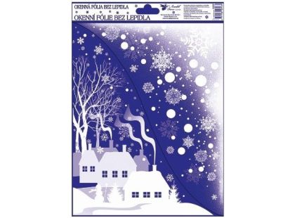 Anděl Přerov Okenní fólie s glitry rohová Zimní krajina 38 x 30 cm