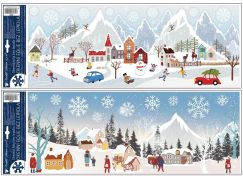 Anděl Přerov Okenní fólie s glitry Zimní vesnička 21 x 59,5 cm