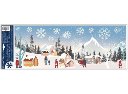 Anděl Přerov Okenní fólie s glitry Zimní vesnička 21 x 59,5 cm