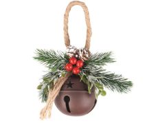 Anděl Přerov Rolnička kovová hnědá s dekorem na zavěšení 15 x 20 x 8 cm