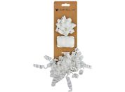 Anděl Přerov Sada na balení dárků bílá, rozeta 7 x 3,5 x 7 cm, stuha 0,5 cm x 10 m, kudrlina s lepíkem