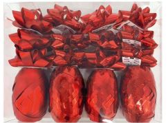 Anděl Přerov Sada na balení dárků červená, rozeta 5 x 2 x 5 cm 12 ks, stuha 0,5 cm x 10 m 4 ks