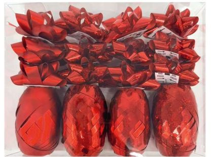 Anděl Přerov Sada na balení dárků červená, rozeta 5 x 2 x 5 cm 12 ks, stuha 0,5 cm x 10 m 4 ks