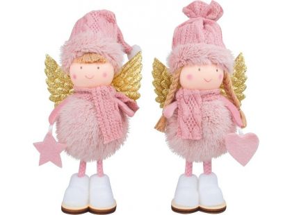 Andílek na postavení růžový 16 cm