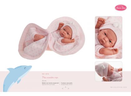 Antonio Juan 4070 Pitu realistická panenka miminko s celovinylovým tělem 26 cm