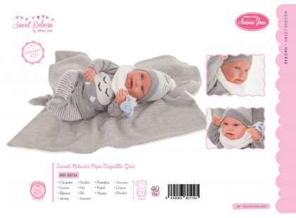 Antonio Juan 80114 Sweet Reborn Pipo realistická panenka miminko s měkkým látkovým tělem 40 cm