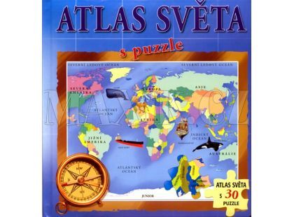 Atlas světa s puzzle