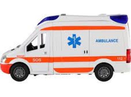 Auto ambulance plast 26 cm s lehátkem na setrvačník se světlem se zvukem