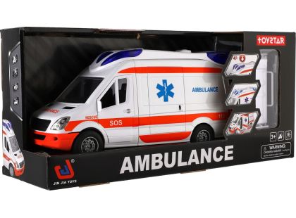 Auto ambulance plast 26 cm s lehátkem na setrvačník se světlem se zvukem