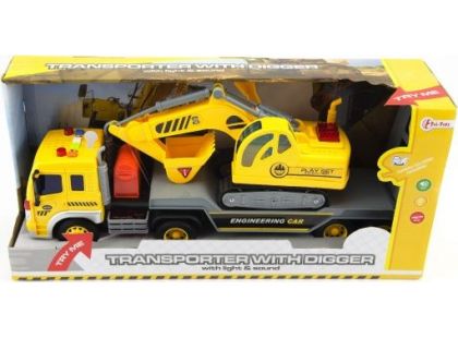 Auto s přívěsem - Tahač s bagrem