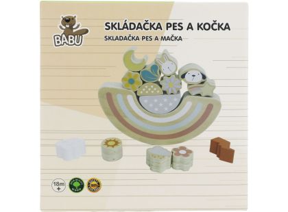 BABU - Balanční dřevěná hra PES a KOČKA
