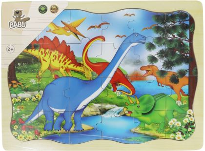 BABU - Dřevěné puzzle dinosaurus - 24 dílků