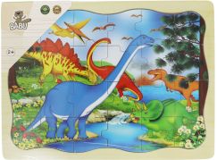 BABU - Dřevěné puzzle dinosaurus - 24 dílků