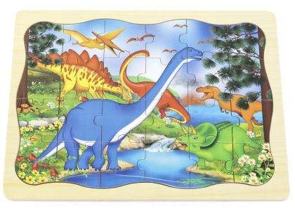 BABU - Dřevěné puzzle dinosaurus - 24 dílků