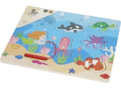 BABU - Dřevěné puzzle s prutem mořský svět