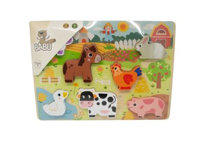 BABU - Dřevěné vkládací puzzle malá FARMA