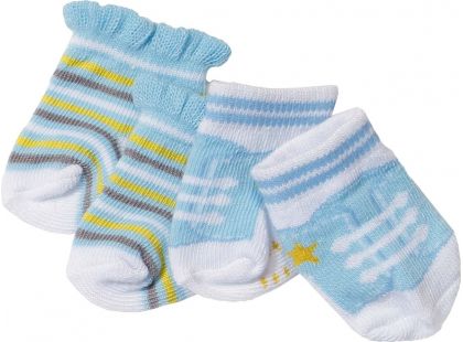 Baby Born Ponožky 2 páry 823576 modré s proužky a modré s tkaničkami