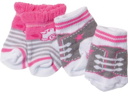 Baby Born Ponožky 2 páry 823576 růžové s kačenkou a šedé s tkaničkami