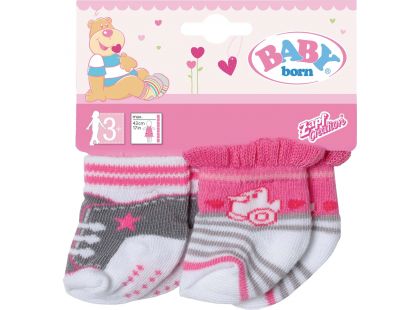 Baby Born Ponožky 2 páry 823576 růžové s kačenkou a šedé s tkaničkami