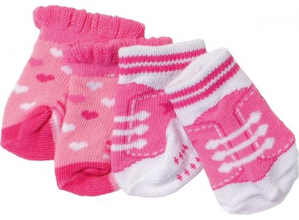 Baby Born Ponožky 2 páry 823576 růžové se srdíčky a růžové s tkaničkami