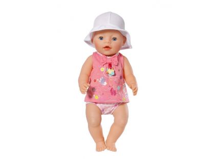 Baby Born Šaty s kloboučkem - Bílá čepička