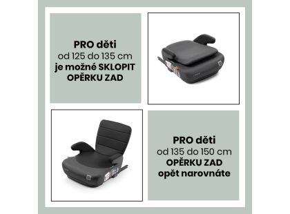 BabyAuto DOKA iFIX 125-150, podsedák se sklopnými zády, black grey