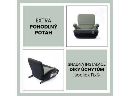 BabyAuto DOKA iFIX 125-150, podsedák se sklopnými zády, black olive green